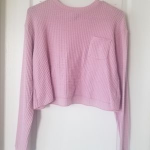 Lilac mauve pink shade top. Waffle Knit. Crop.
